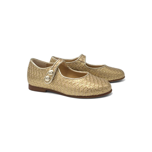 Geppettos Gold Basket Weave Mary Jane GP0576