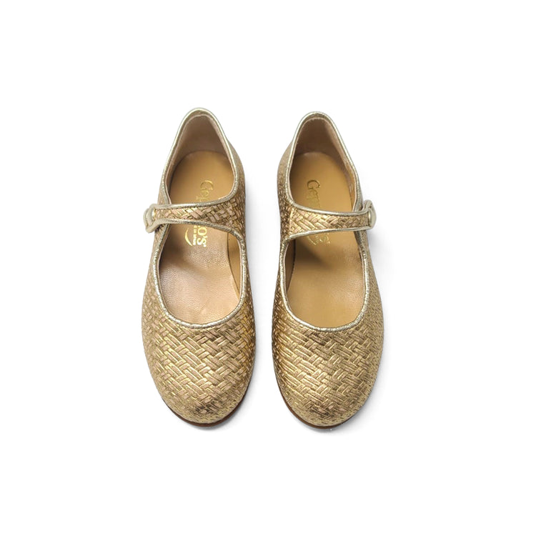 Geppettos Gold Basket Weave Mary Jane GP0576