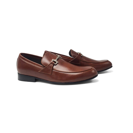 Atlanta Mocassin Brown Leather Chain Loafer 18897