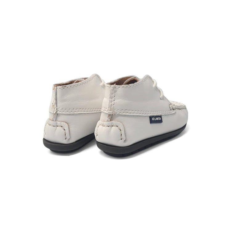 Atlanta Mocassin White Leather Lace Baby Bootie 073