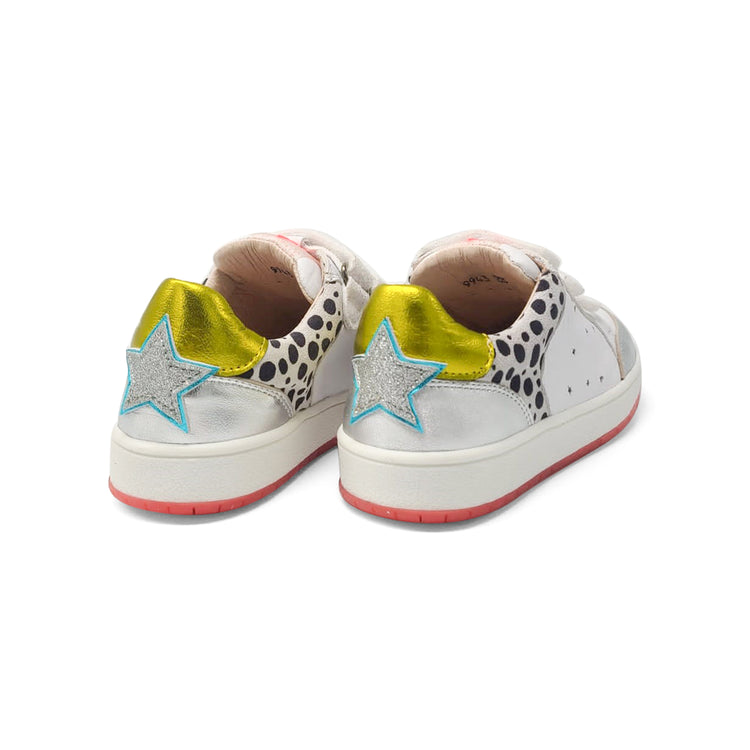 Acebos White Star Imprint Glitter Velcro Sneaker 9943
