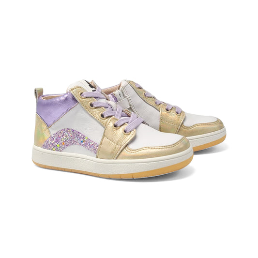 Acebos White Lilac Gold Hi Top Sneaker 5583