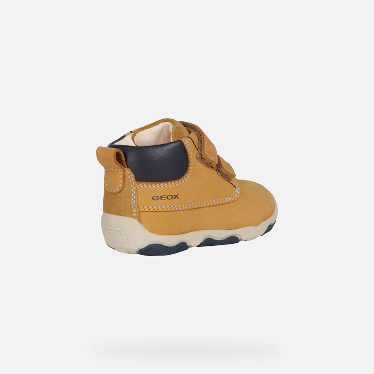 Geox Mustard Yellow Double Velcro High Top Sneaker First Walker B940