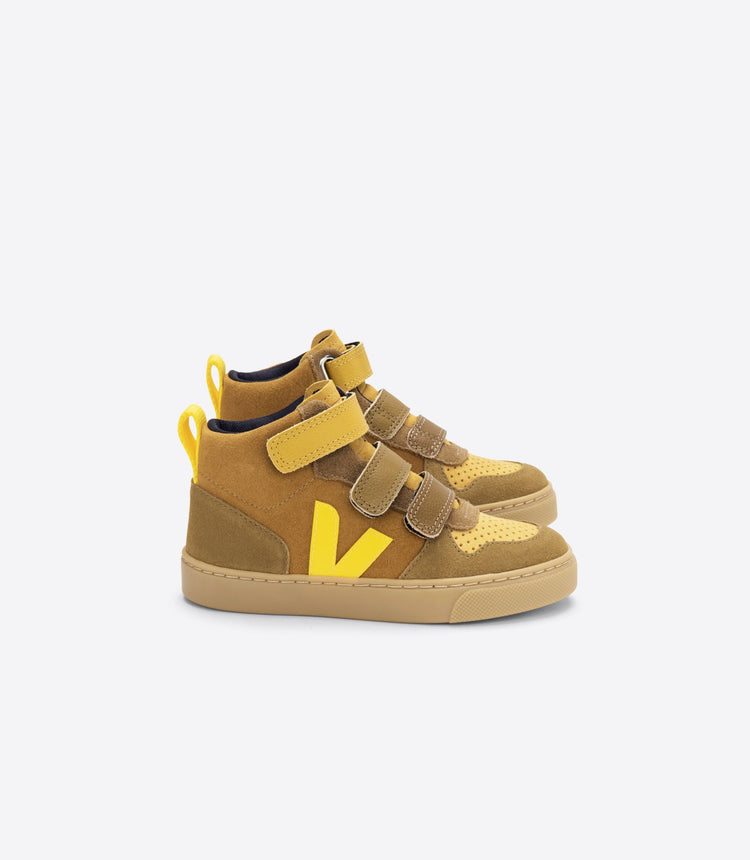 VEJA Brown Yellow Suede Hi Top Velcro Sneaker-3047