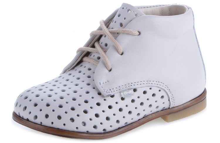 Emel White Perforated Lace Up First Walker E1426