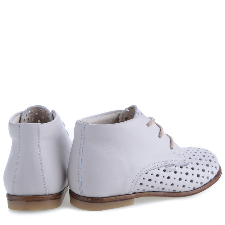 Emel White Perforated Lace Up First Walker E1426