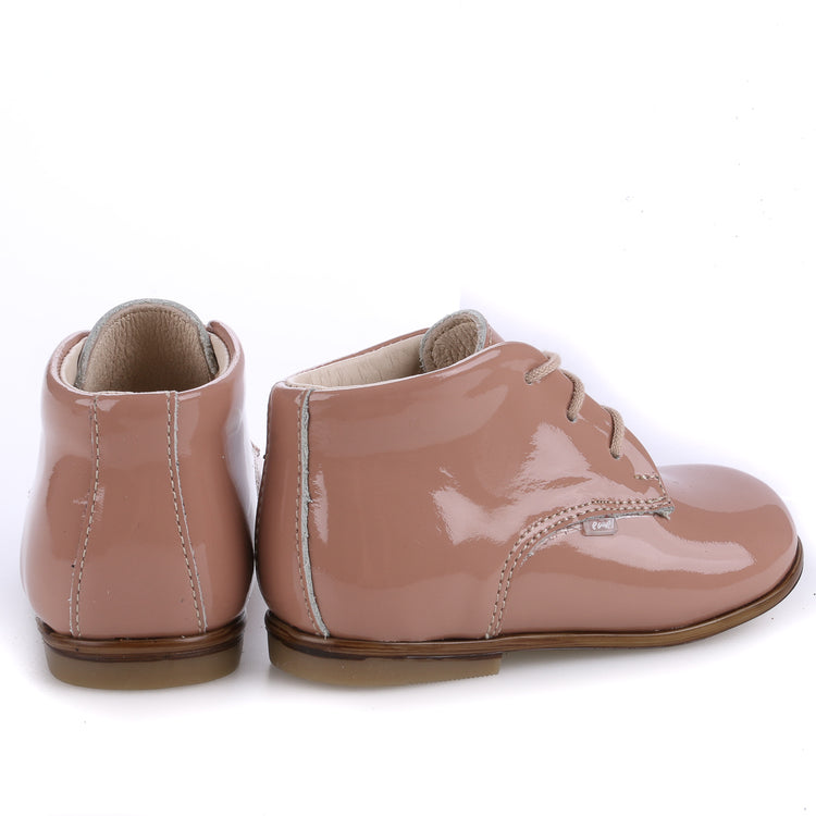 Emel Cappuccino Patent Lace Baby Shoe E1426