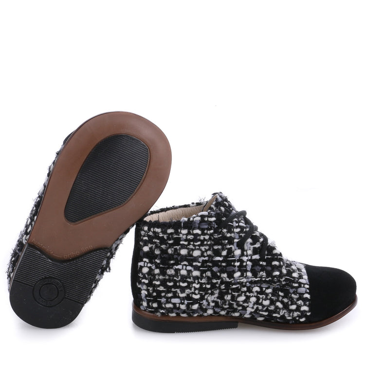 Emel Black & White Tweed Baby Bootie E1427