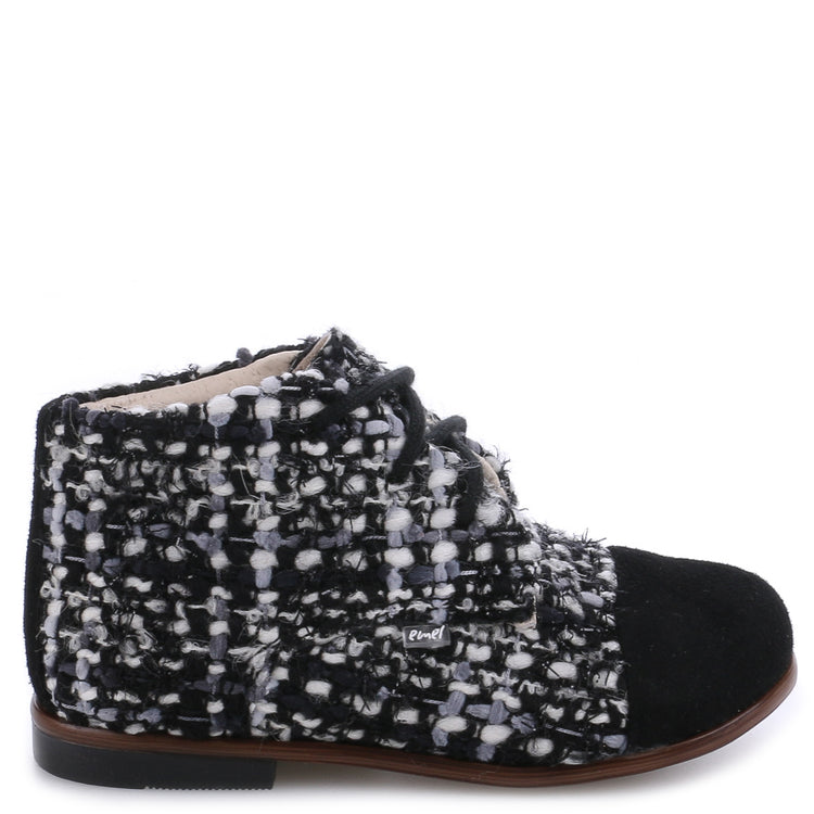 Emel Black & White Tweed Baby Bootie E1427