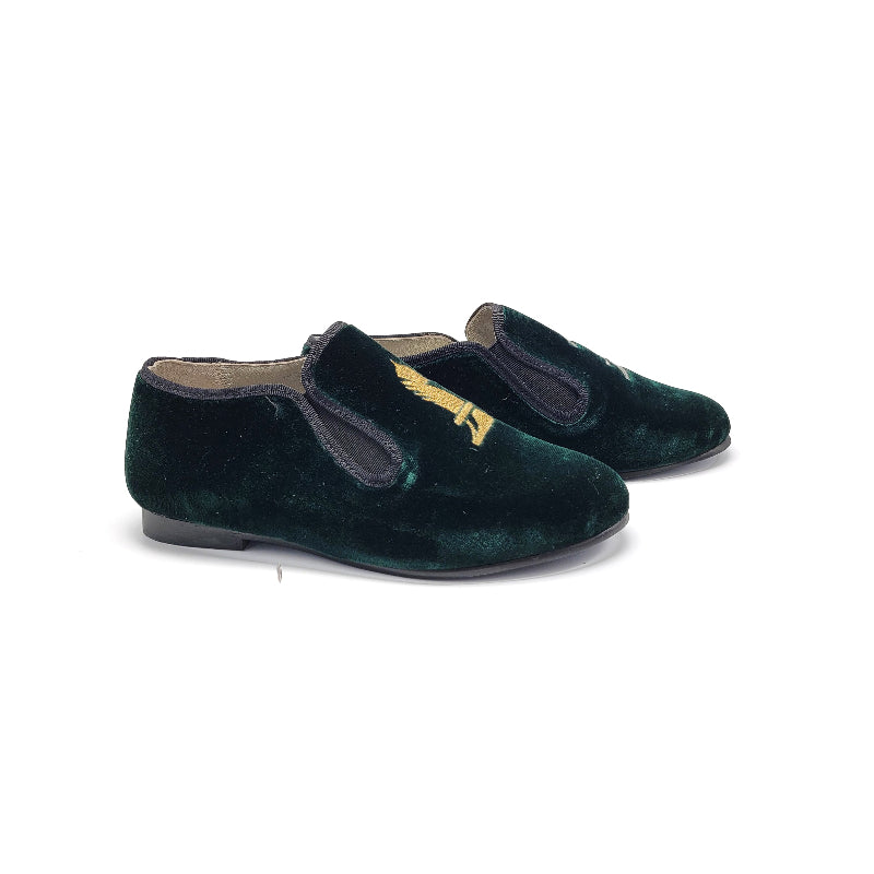 Geppettos-Green-Velvet-Chess-Embroidery-Shoe-UNISEX