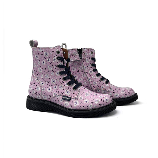 Atlanta Mocassin Pink Flowers Boot 01D