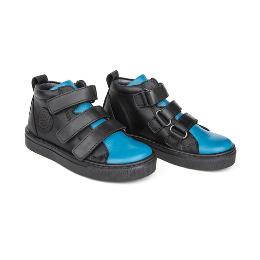 Blublonc Black and Teal Velcro Hi Top 59575