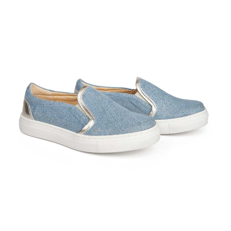 Papanatas Sky Blue & Silver Slip On Sneaker. **Final Sale 8453W