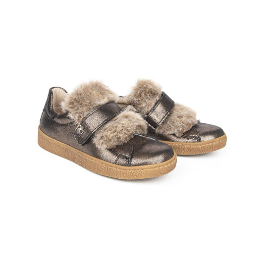 Shoe b 76 Bronze Fur Slip on Velcro Sneaker 1575