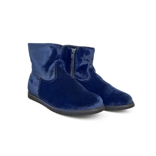 Oldsoles Blue Velvet Side Zipper Bootie