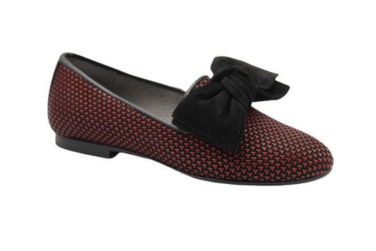 Blublonc Red Print Bow Slip On 20385