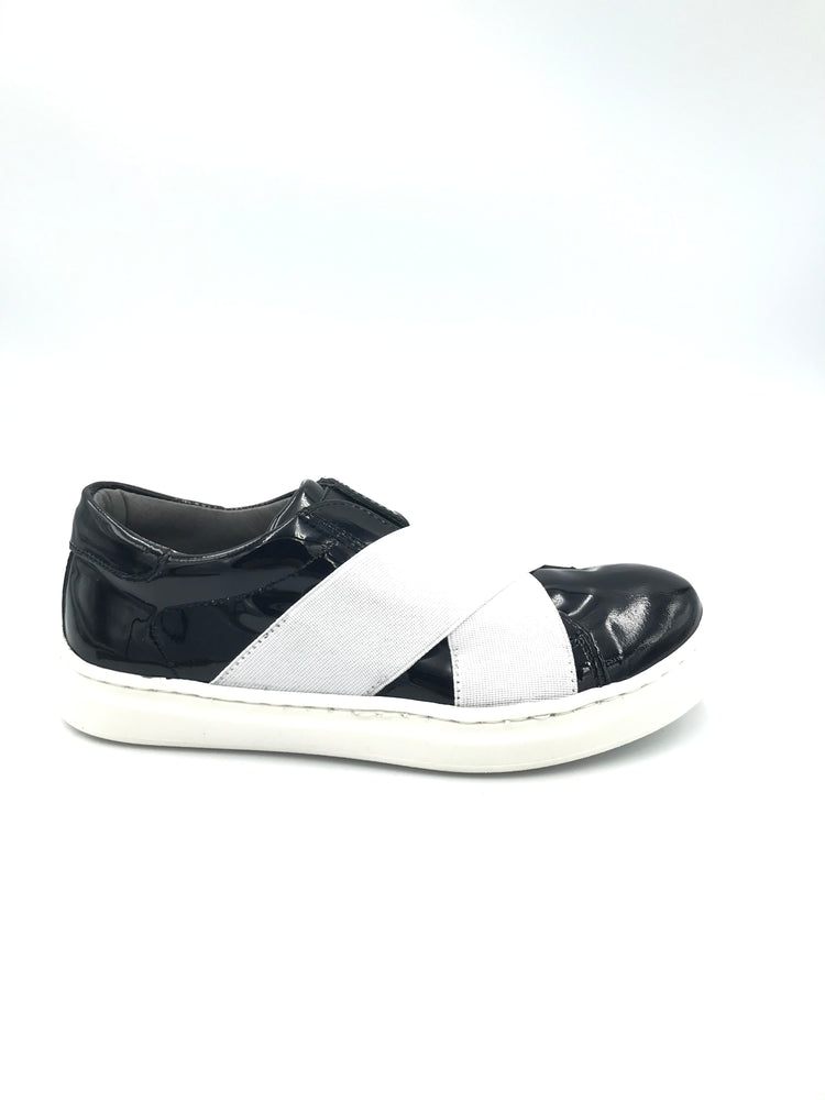 Blublonc Black Patent Slip On Sneaker 22S