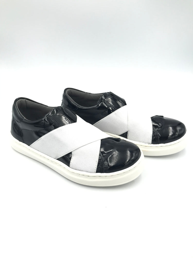 Blublonc Black Patent Slip On Sneaker 22S