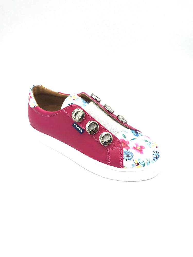 Atlanta Mocassin Pink Floral Slip On Sneaker