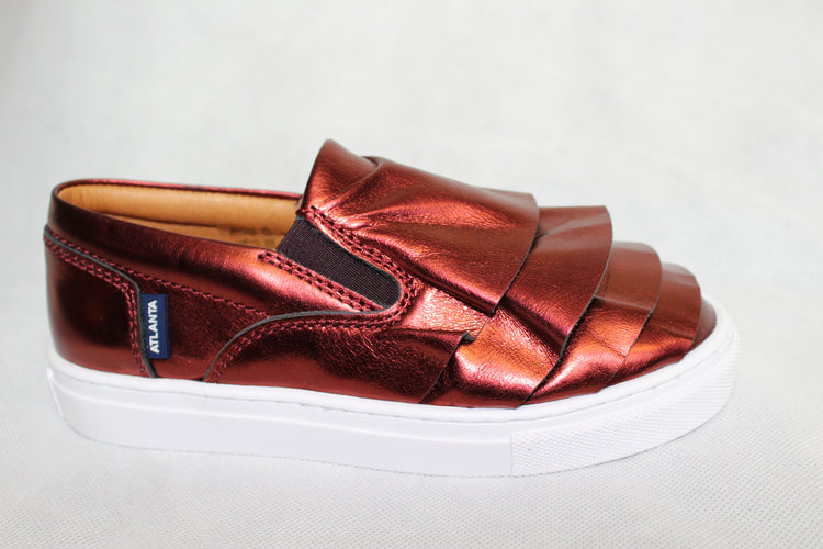 Atlanta Mocassin Metallic Rust Ruffle Slip On Sneaker