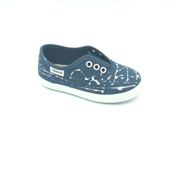 Shoe B 76 Blue White Splatter Paint Slip On Sneaker 8002