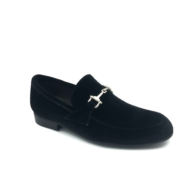 Atlanta Black Velvet Chain Slip on Dress Shoe XX25