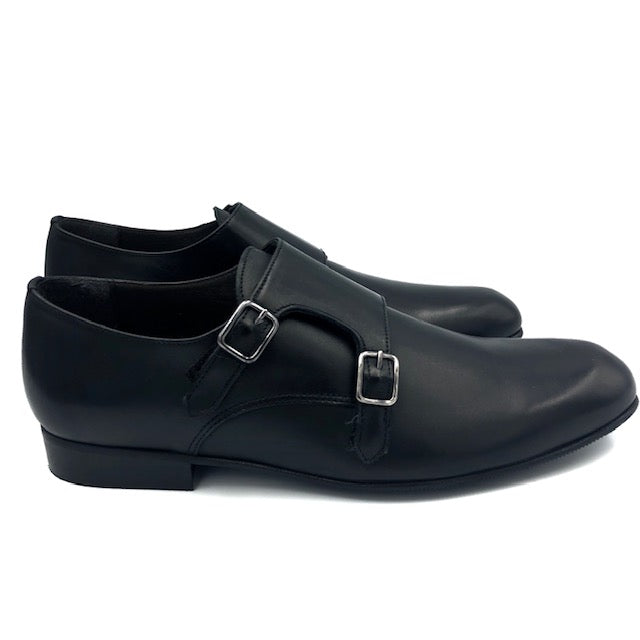 Atlanta Mocassin Black Double Monk Strap Dress Shoe 16226