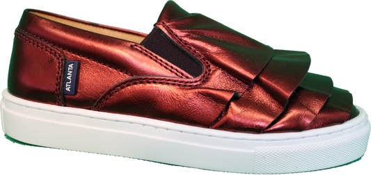 Atlanta Mocassin Metallic Rust Ruffle Slip On Sneaker