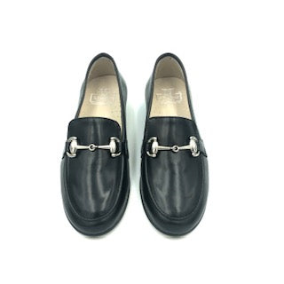 Hoo Black Leather Chain Loafer 3076