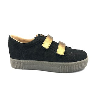 Pepe' Black Suede Bronze Double Velcro Sneaker 01614