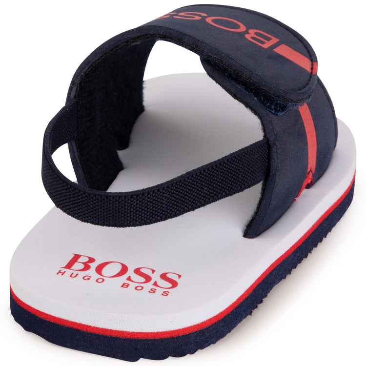 Hugo Boss Red Logo Velcro Slipper J09167 – Laced Shoe Inc