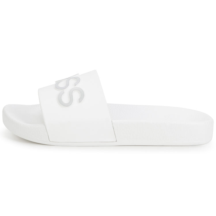 Hugo Boss White Silver Logo Slide J19079