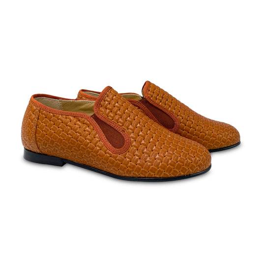 LMDI Cognac Basket Weave Smoking Shoe 137159
