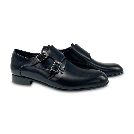 Andanines Black Florentic Velcro Monk Strap Dress Shoe 182705
