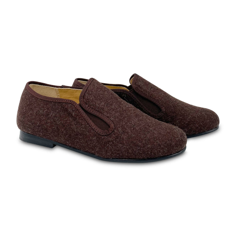 LMDI Brown Flannel Wool Smoking Shoe 137159