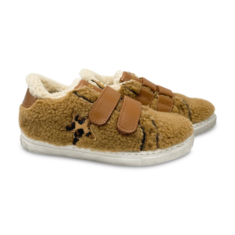 Confetti Camel Teddy Fur Lined Star Velcro Sneaker 3428