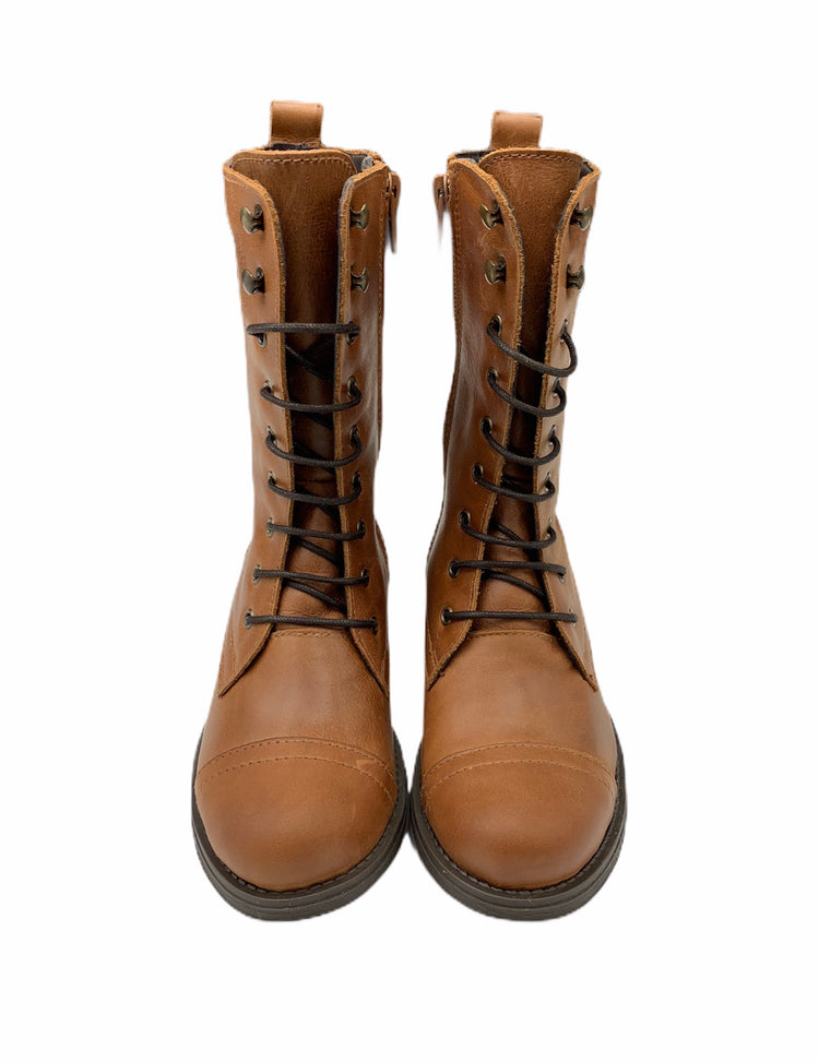 LMDI Brown Taba Leather Lace Up Boot