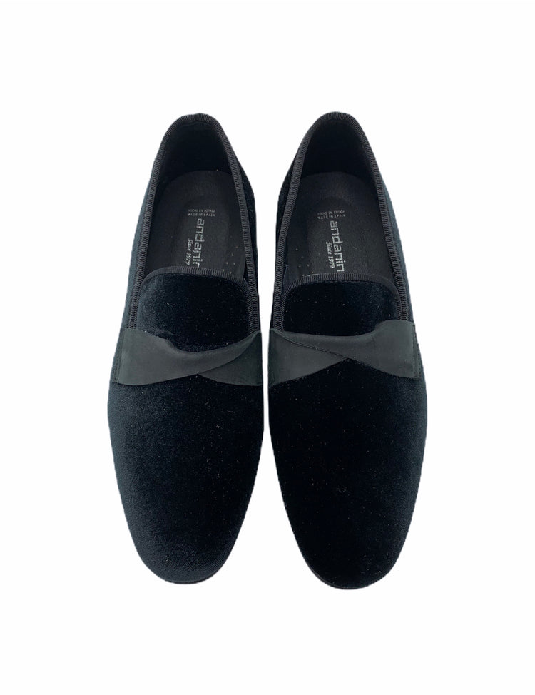 Andanines Black Velvet Suede Tie Detail Dress Shoe 202790