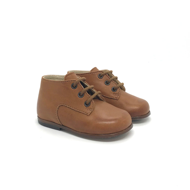 The Eugens Miloto Cognac Lace Up First Walker Toddler High Top