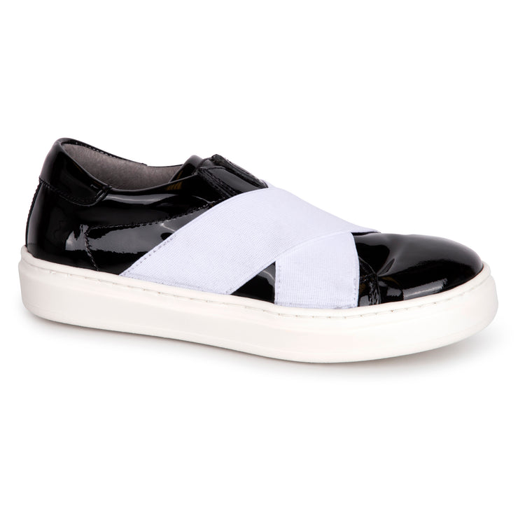 Blublonc Black Patent Slip On Sneaker 22S