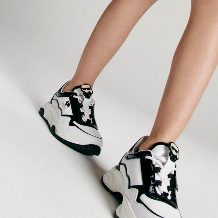 Karl Lagerfeld White Black Lace Up Sneaker Z19079