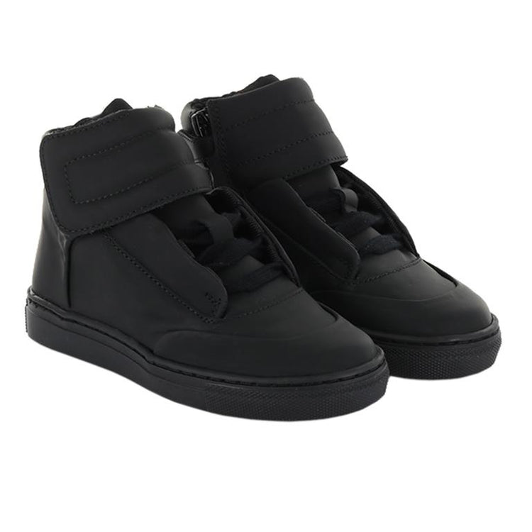 Maa Black Leather Lace Up Side Zipper Sneaker C248
