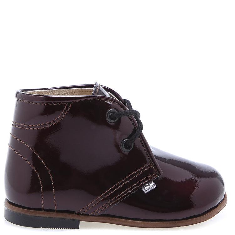 Emel Burgundy Patent Lace Up Bootie 219573