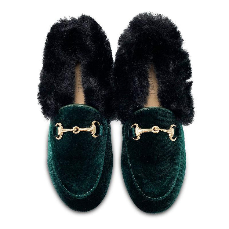 gufanpei-forest-green-fur-slip-on-girls