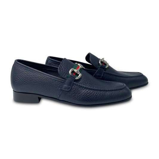 Andanines Navy Red Ribbon Chain Slip on 192776
