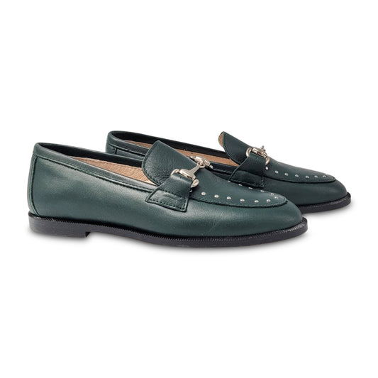 Hoo Pine Green Studded Chain Loafer 3176