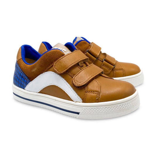 Acebos Cognac Navy Detail Velcro Sneaker 5443