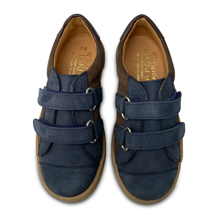 TNY Navy Brown Nubuk Velcro Sneaker 16851