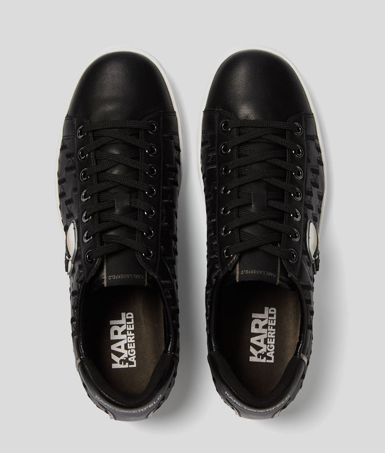 Karl Lagerfeld Embossed Patch Black Lace Up Sneaker