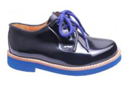 Papanatas Black Patent Laced Oxford with Royal Blue Sole  7857P